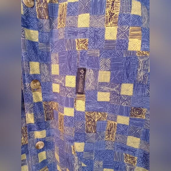 Vintage Columbia Button Front Shirt Blue Fish Size XL Hawaiian - Picture 4 of 8